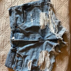 Levi's Light Blue Distressed Cutoff Jean Shorts